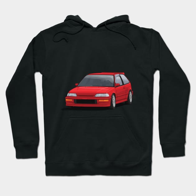 Civic EF hatch Red Hoodie by ArtyMotive